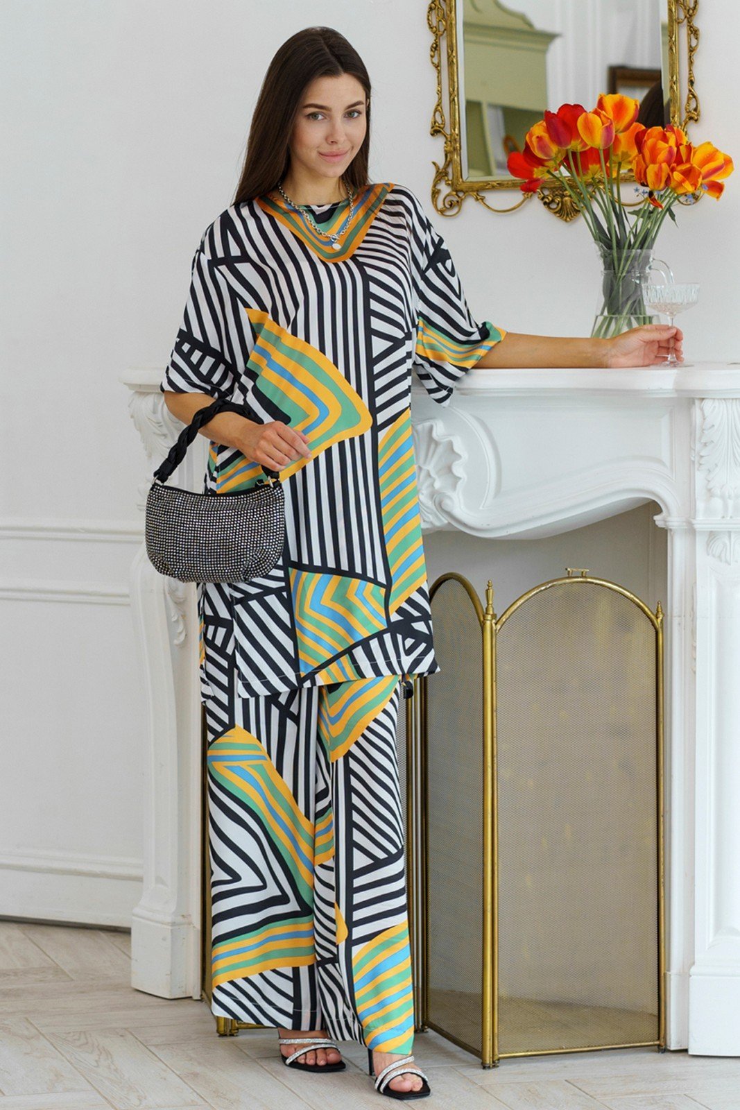 Костюм брючный 6052 желтый Ivera collection купить в интернет магазине ...